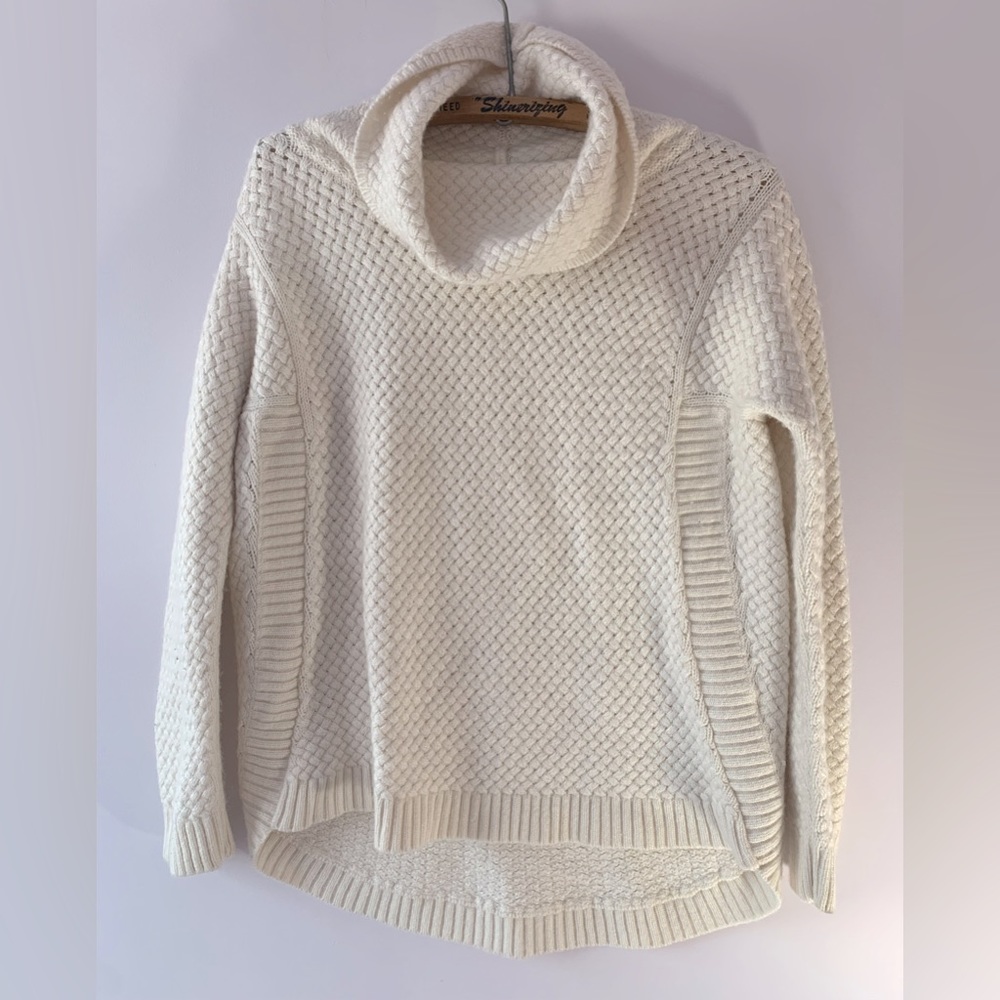 SUNG Alred Sung Womens Cowl Neck Sweater Waffle Knit White Size XL
